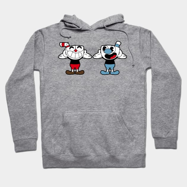 Happy Cuphead and Mugman Hoodie by bonekaduduk